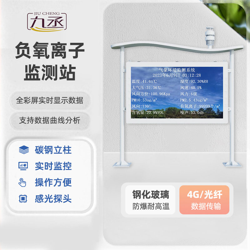 大屏直觀展示空氣康養值，高智能全彩屏負氧離子監測站做實景區氧吧名片